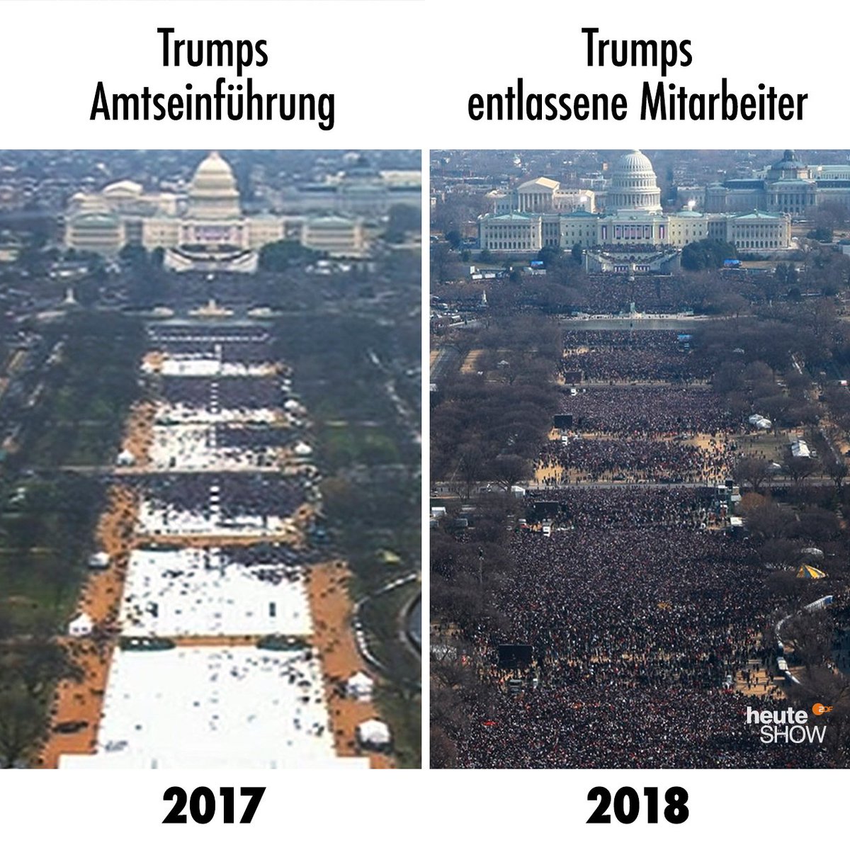 Endlich kriegt er den Platz voll. #Trump