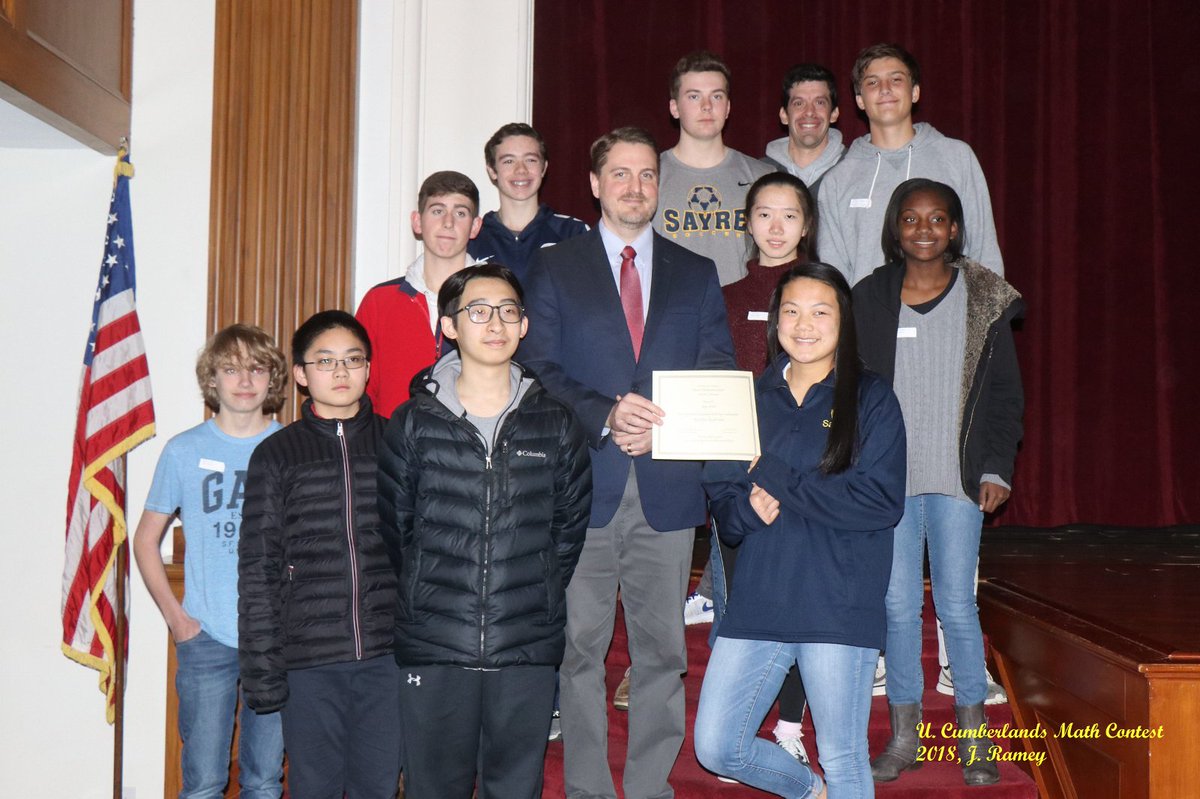 UCmathphysics's tweet image. Congratulations to 2018 @UCumberlands High School Math Contest Third Place (tie) School: Sayre School. @sayreschool