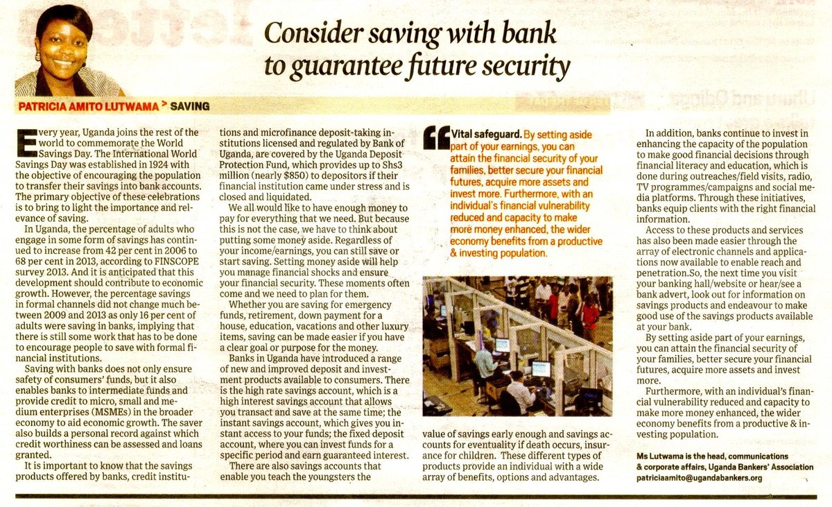 'Whether you are saving for emergency funds, retirement, down payment for a house, education, vacations & other luxury items, savings can be made easier if you have a clear goal/purpose for the money.' @PatriciaAmito @ugandabankers @DailyMonitor @fsduganda 
#GoalbasedInvesting
