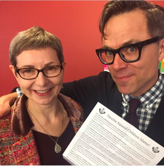 CaulfieldTim's tweet photo. Several #antivaxx protesters at my #PHAAintheloop talk last night. Despite futility of engagement, interesting to hear their commitment to falsehoods. Pic below: wonderful vaccine research @NSCrowcroft and the distributed antivaxx (anti-me) pamphlet. CC @LauraCRosella @McGillOSS https://t.co/JzaX7cWEKi