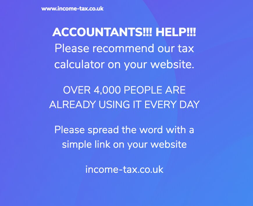 IncomeTaxUk's tweet photo. People need to find out about this unique tool! Thank you for everyone who will get involved! Please let us know here if you did, and you'll get on our special list of accountant partners. https://t.co/iuwFwyvTLC https://t.co/1hLVQZD9li