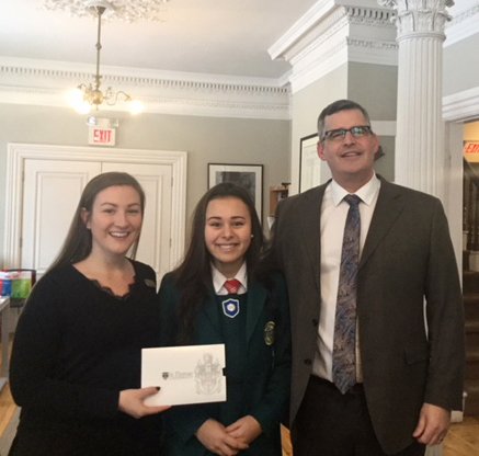 Michelle Monahan, left, from <a href="/StThomasU/">St. Thomas University</a> was on campus to announce to Martha Pitre ‘18 that she had won the Chancellor’s Scholarship. STU offers one scholarship at this level, which covers tuition, room and meals for all four years and is valued at over $70,000. Congratulations!