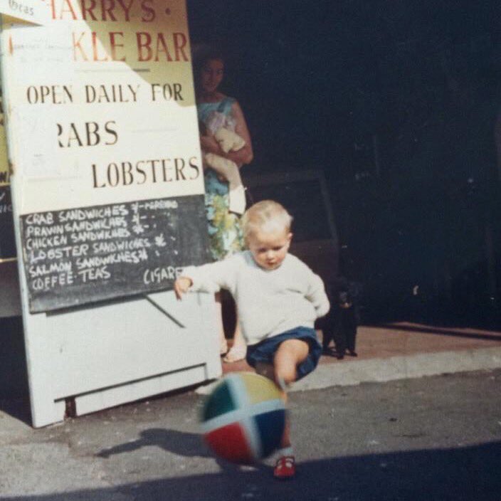 Enjoy traditional fish and chips from a family business established in 1950! Here is Shaun playing outside while his parents work inside!