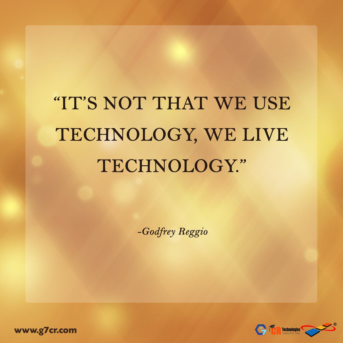 G7CRtech's tweet photo. It's not that we use technology, we live technology. - Godfrey Reggio
And we are striving to make that #technology faster, better, and more customized for #smallbusinesses than ever. https://t.co/NF32mLRkLk