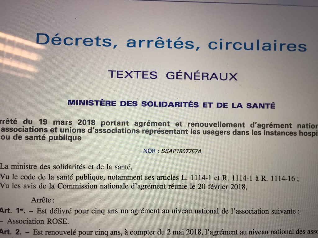 RoseUpAsso's tweet photo. Toute l'équipe de l'association est très fière d'annoncer que nous venons de recevoir l'agrément national de représentation des usagers auprès des instances publiques. @agnesbuzyn https://t.co/hUWSupzaFY