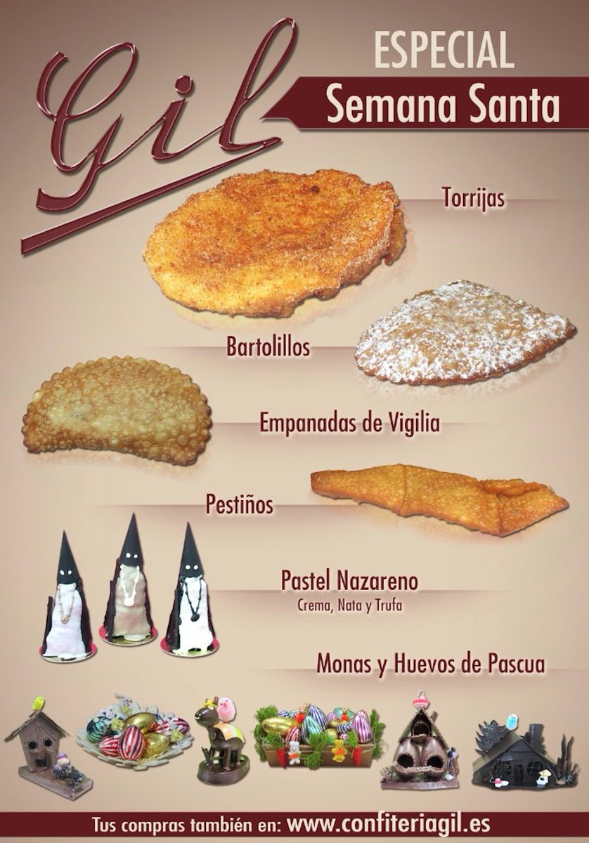 🔈La Semana Santa llega y te ofrecemos los productos especiales de esta época especial en lo religioso, cultural y gastronómico.
Torrijas, Bartolillos, Empanadas de Vigilia, Pestiños, Pastel Nazareno, Monas y Huevos de Pascua.🔝
👉Disfruta de nuestros productos en Semana Santa.🤗
