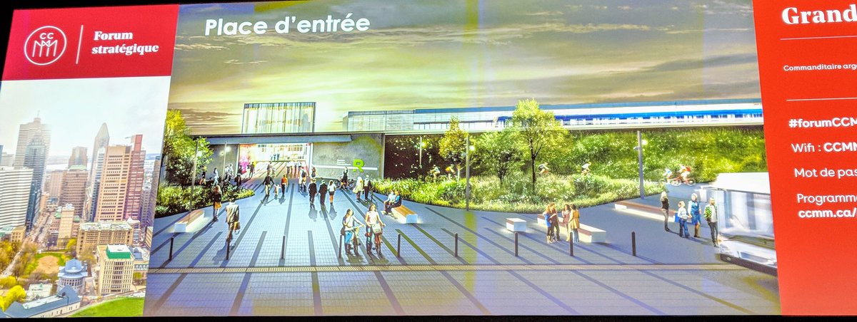 Concept de place d'entrée de la future station Panama du <a href="/REMgrandmtl/">REM - Réseau express métropolitain</a> #ForumCCMM #DesignMTL