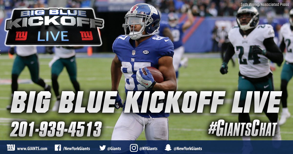 It's a Friday edition of Big Blue Kickoff Live at 12PM ET on Giants.com and Giants App! #GiantsChat https://t.co/7ZmTKcvgcL
