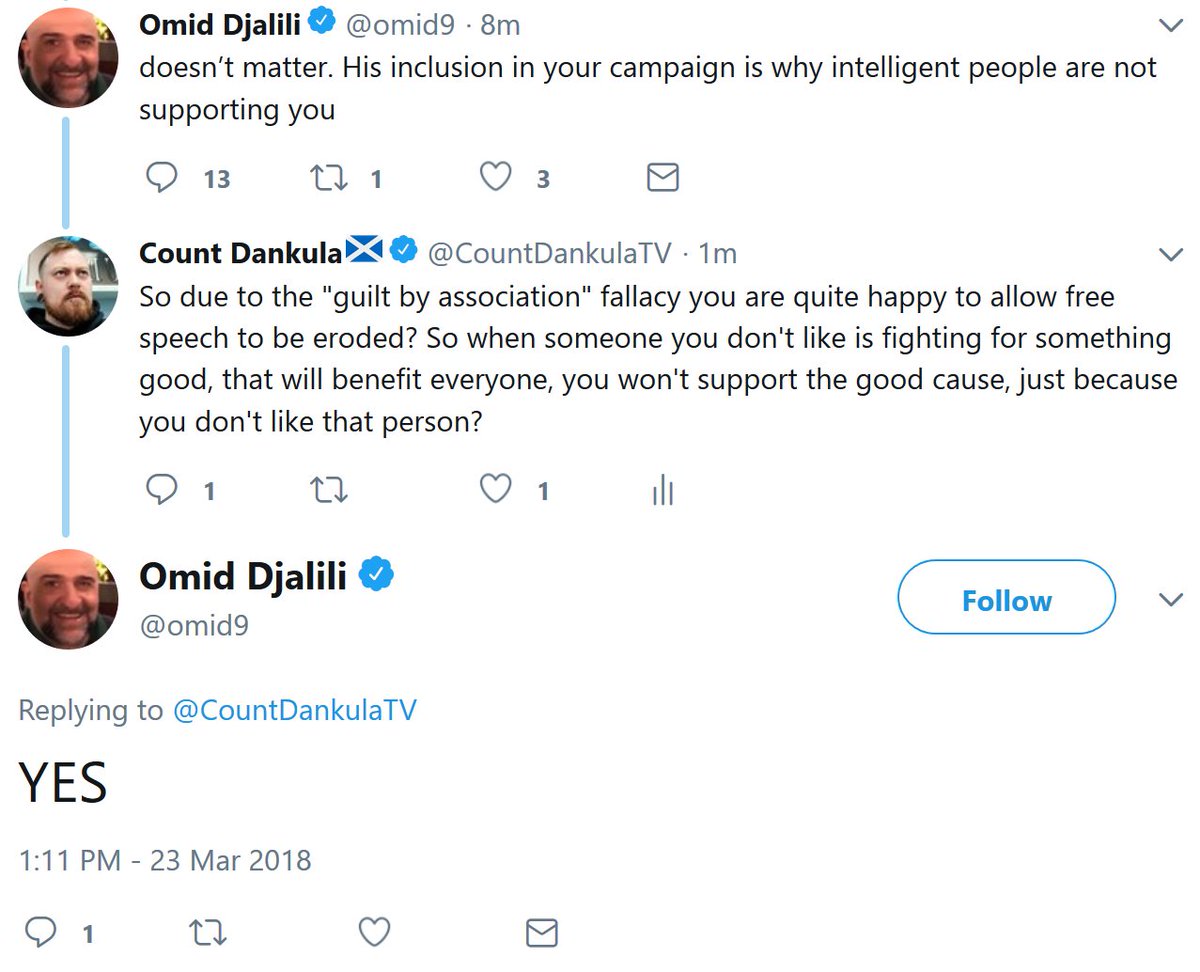 CountDankulaTV's tweet image. Imagine not wanting to support free speech in the UK just because @TRobinsonNewEra is supporting it.

Imagine totally abandoning protecting human rights, just because someone you don't like is defending them too.

Astounding.