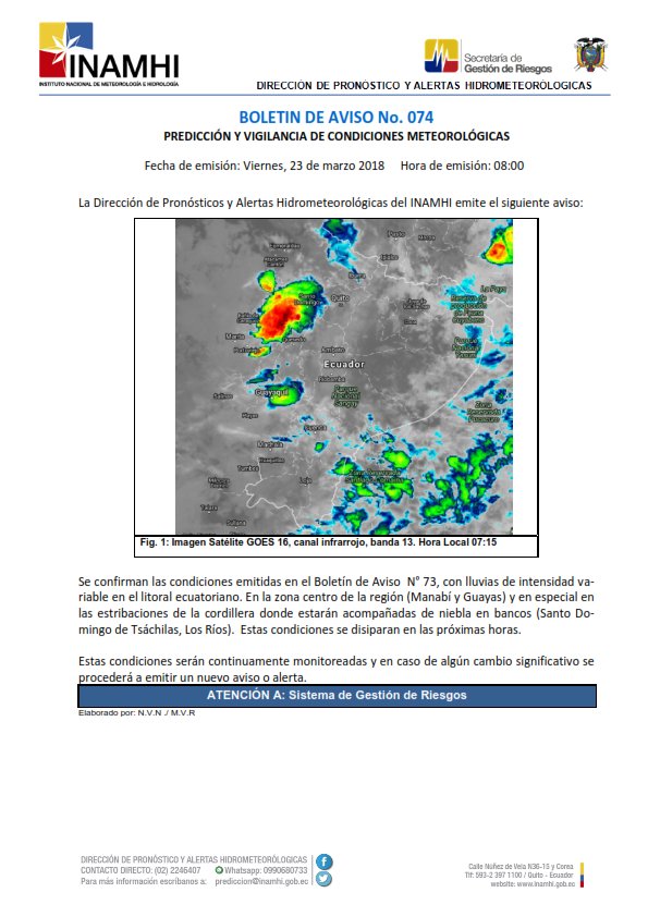 inamhi_ec's tweet photo. #CONDICIONESMETEOROLOGICAS DEL ECUADOR @Riesgos_Ec  @ECU911_ @ECU911Quito https://t.co/CuLxznhDie