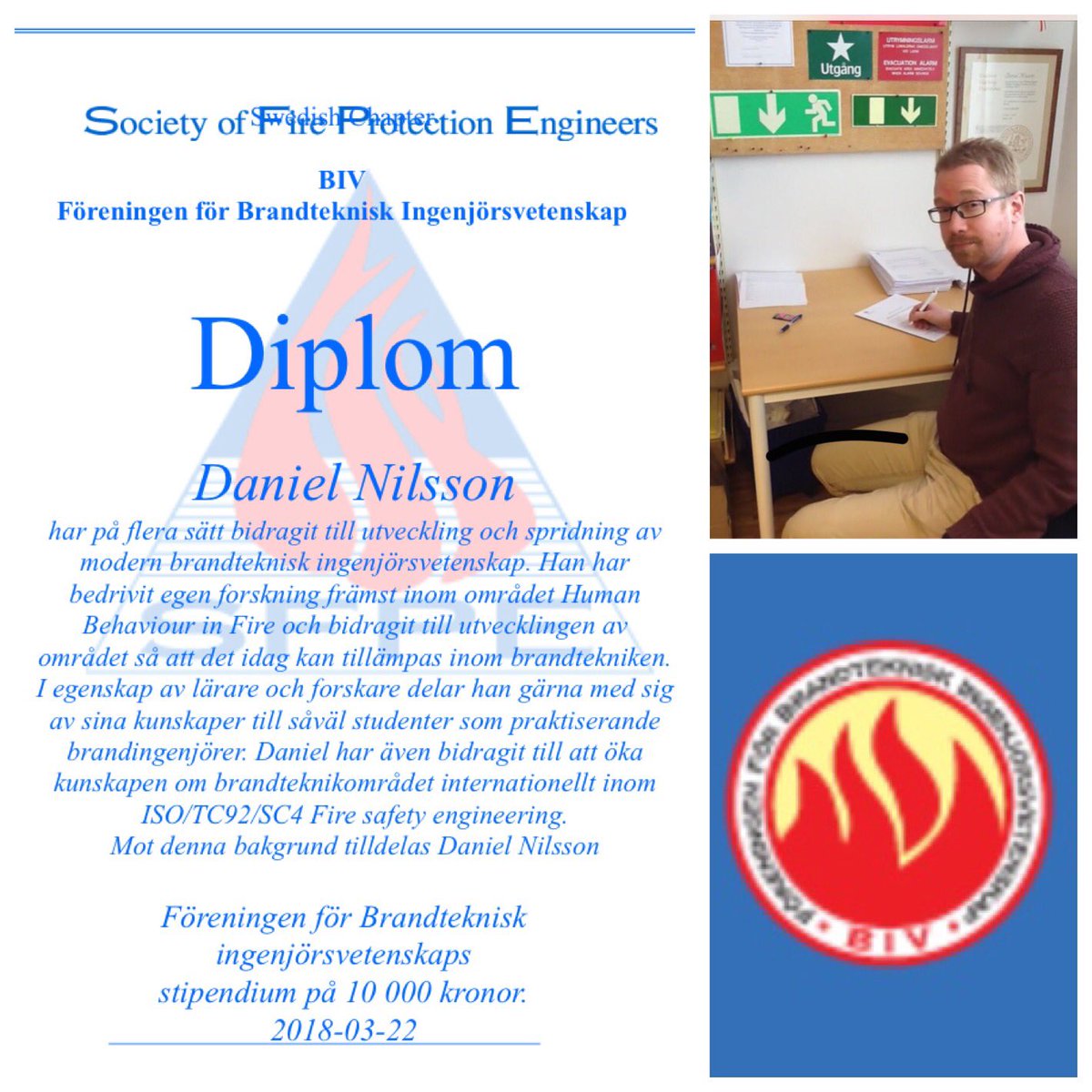 Ett stort, stort Grattis till Daniel Nilsson som årets BIV-stipendiat 2017 💥