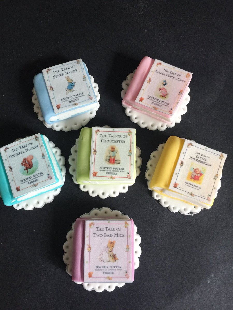 Beatrix Potter Miniature Peter Rabbit book cupcakes suitable fir#christenings and #baby showers. #Jillys Cupcakes