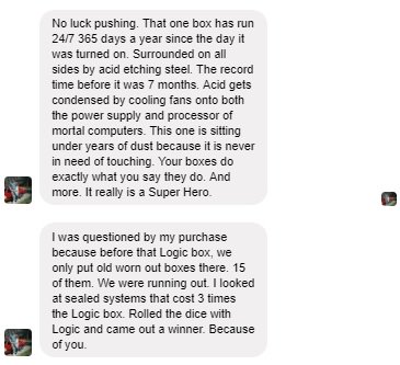 OnLogic's tweet photo. We really enjoy hearing these kind of stories from our clients. It's amazing the difference a fanless computer can make in this type of environment. Here's a message from Facebook about Logic Supply systems in an acid etching facility. #GoFanless #DustyPC https://t.co/i5NMgiUSFD