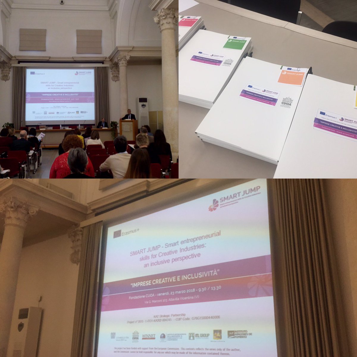 FondazioneCUOA's tweet photo. Oggi al CUOA Imprese creative e inclusività. Evento conclusivo @SmartJumpEU Presentazione dei risultati, intervento di @alessandrogaro9 e lavori di gruppo @WinnetSverige @INDICOinfo @IAF_Aragon @acs_barbara @RegioneVeneto @SIAV_VE @kaptarbudapest @designterminal #mycuoa https://t.co/hpPHDKyTlU