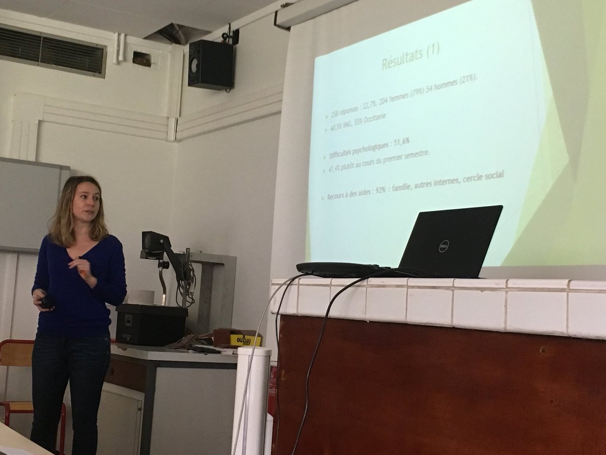 Au #cdjcmg présentation de la thèse du Dr Roger sur le #burnout des #internes ttes spés confondues en Midi-Pyrénées 1/2