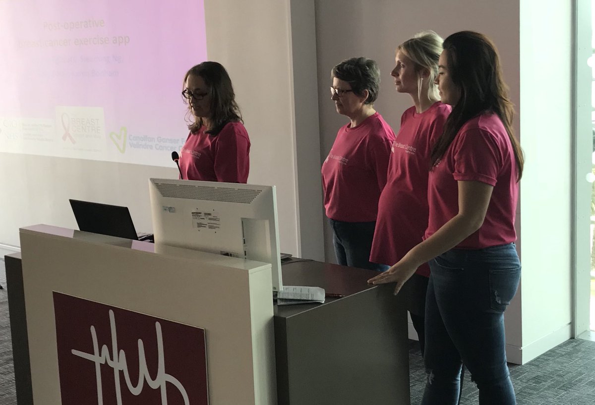 waleshack's tweet photo. Presentation#3 - Team Pink presenting on an interactive app for patients with breast cancer who need to undergo radiotherapy #WHH18 https://t.co/qqxbD0PQ5d