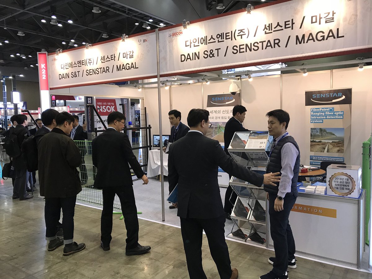 AimetisSenstar's tweet photo. Dain, Senstar partner in Korea, showcases perimeter intrusion detection technologies at SECON Exhibition in Seoul on March 14-16 2018. What a great team! #partner #security #korea #technology #seoul #SECONKorea #SECON2018 #IFSEC https://t.co/l2S3jEQoAE