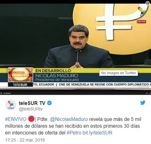 criptoactivados's tweet photo. #CriptoActivados Comienza venta del Petro con intención de compra de 133 países @NicolasMaduro @SupCriptoVe #CriptoActivate #AdiosAlFuerte y Bienvenido el SOBERANO https://t.co/Ak483GjXWr