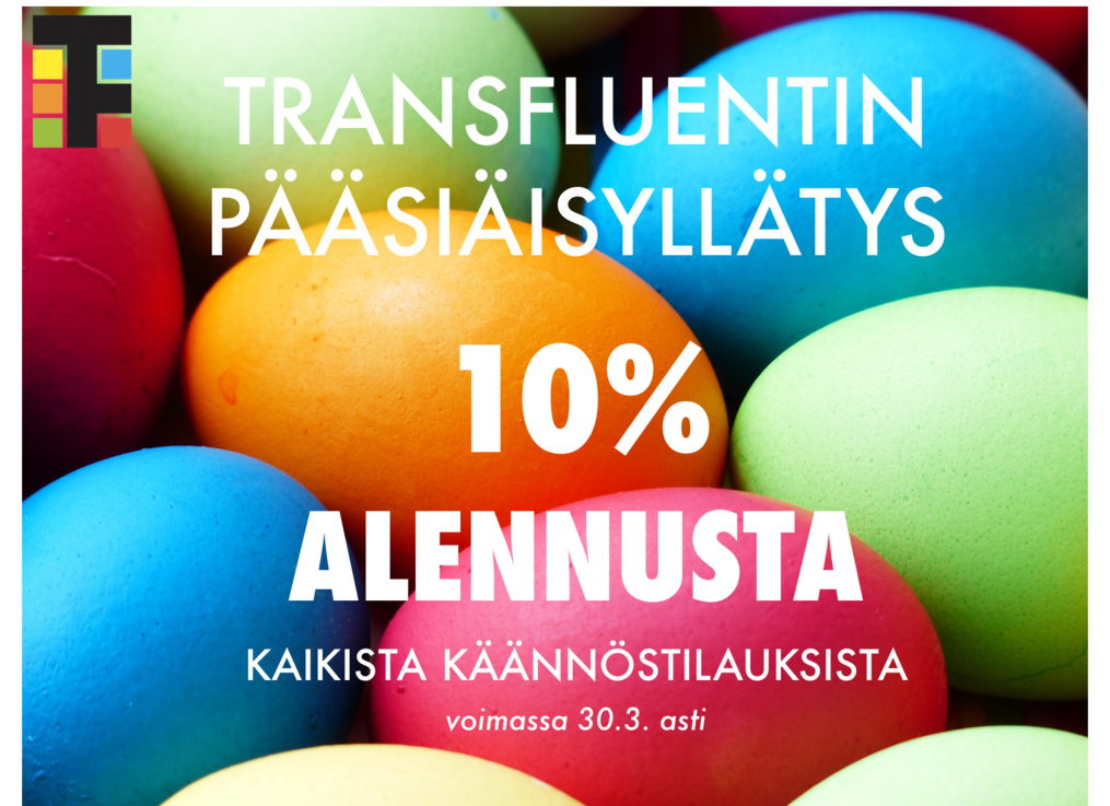 Transfluent ottaa varaslähdön pääsiäisen viettoon - tee käännöstilaus pääsiäiseen mennessä ja saat tilauksestasi 10 % alennusta!   transfluent.com/fi/2018/03/tra… #pääsiäinen #käännös #kääntäminen