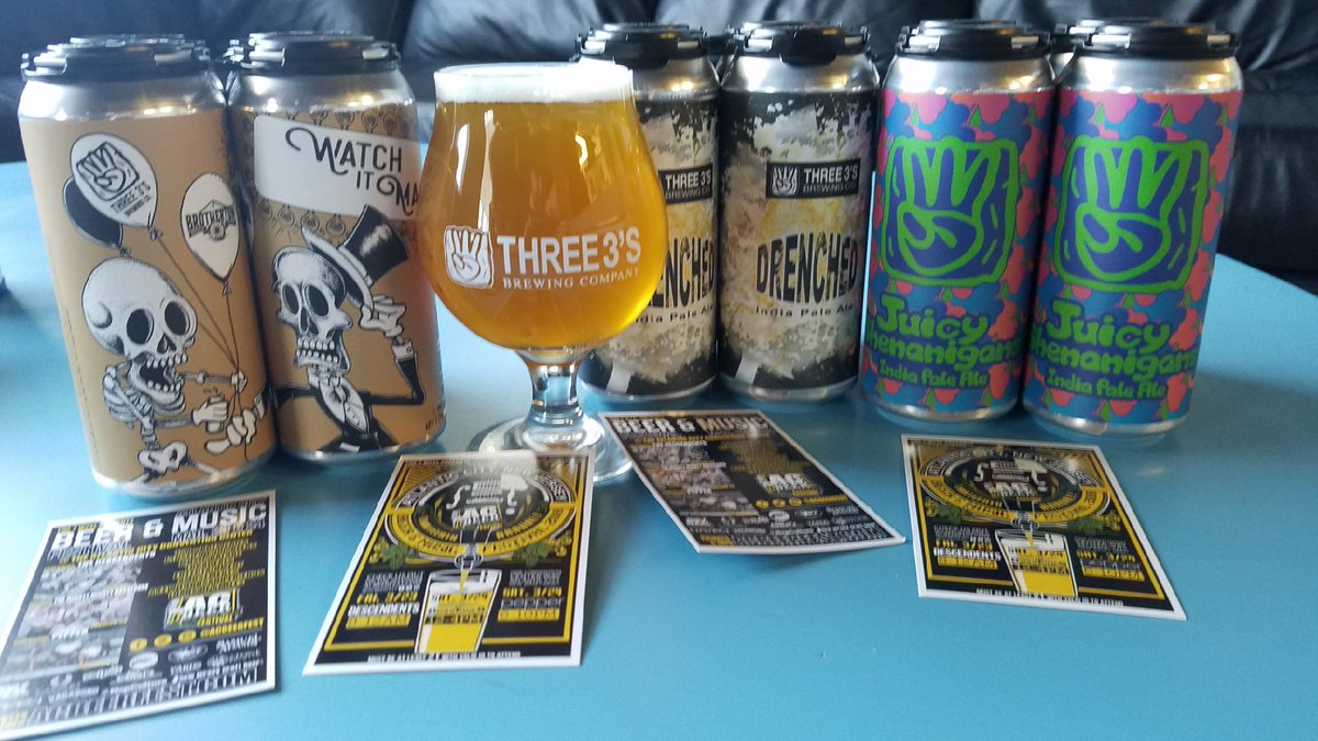 three3sbrew's tweet photo. Evolution Five! At 6.2% abv this DDH Spelt IPA features tons of oats for a smooth mouthfeel. Fermented with our house ale yeast, and double dry-hopped with 4lb/bbl of Denali, Huell Melon and Citra, it is full of flavors of pineapple papaya and citrus. #evolutionfive #drinklocal https://t.co/Mvb3P08zzV