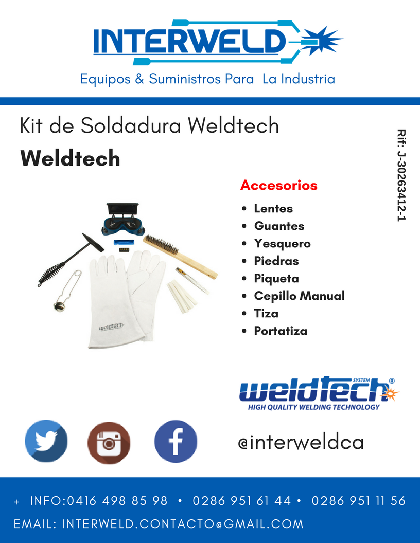 interweldca's tweet image. Buenos dìas! Kit de #Soldadura #Weldtech |  Incluye: 

👓Lentes
🧤Guantes
🔥Yesquero 
🥌Piedras
⛏️Piqueta
☑️Cepillo Manual 
☑️Tiza
☑️Portatiza

 + Info  0416 498 85 98 / 0286 951 61 44 / 0286 951 11 56 @interweldca