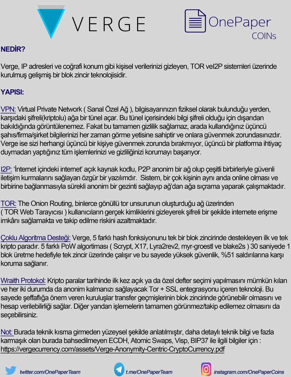 OnepaperTeam's tweet image. Siz istediniz biz inceledik! Detaylı Verge ( $XVG)  incelemesi sizlerle.