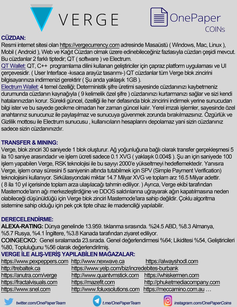 OnepaperTeam's tweet image. Siz istediniz biz inceledik! Detaylı Verge ( $XVG)  incelemesi sizlerle.