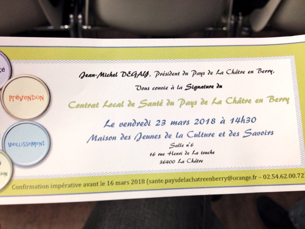 La santé, enjeu majeur de nos territoires. Signature du contrat local de santé du pays de la châtre en berry 💊💉