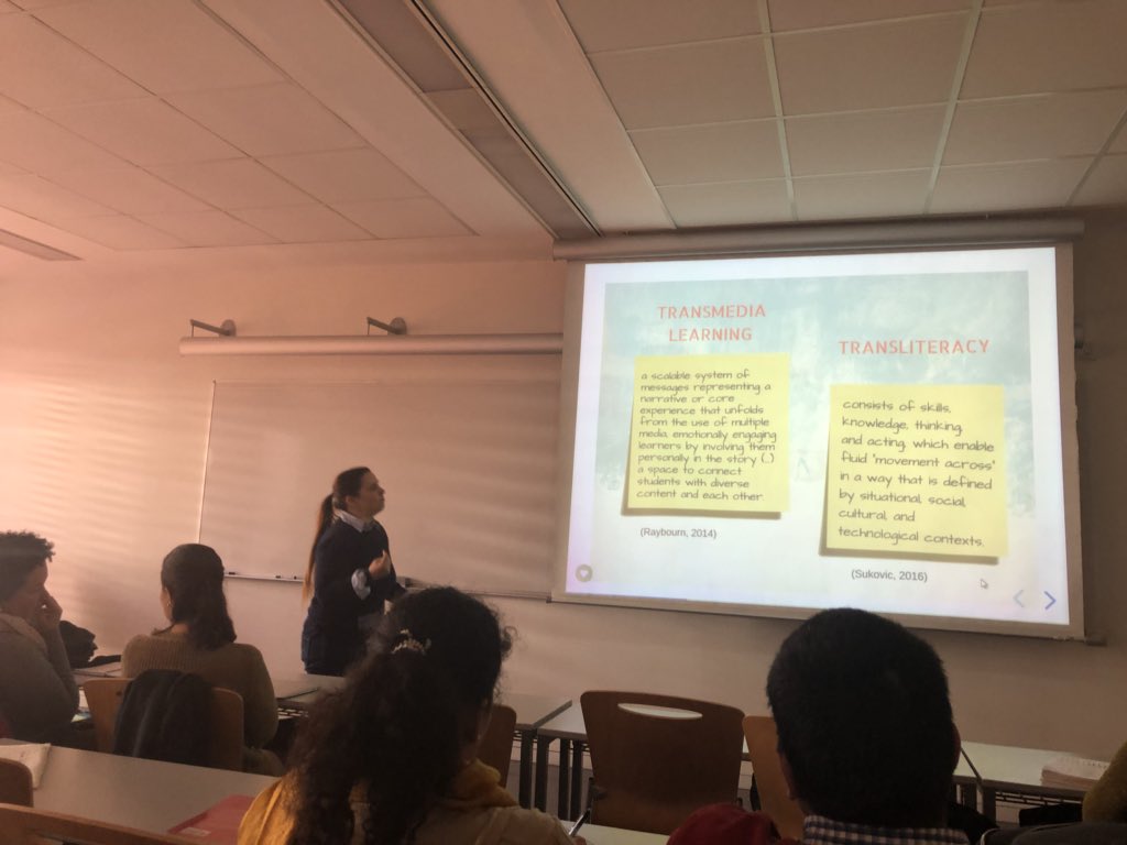 NMolas_Castells's tweet photo. “Facilitating English as Second Language Learning through a Transmedia Storyworld” @blaucloud is now on the stage! #Transliteracy2018 https://t.co/PDeEAP1nVb