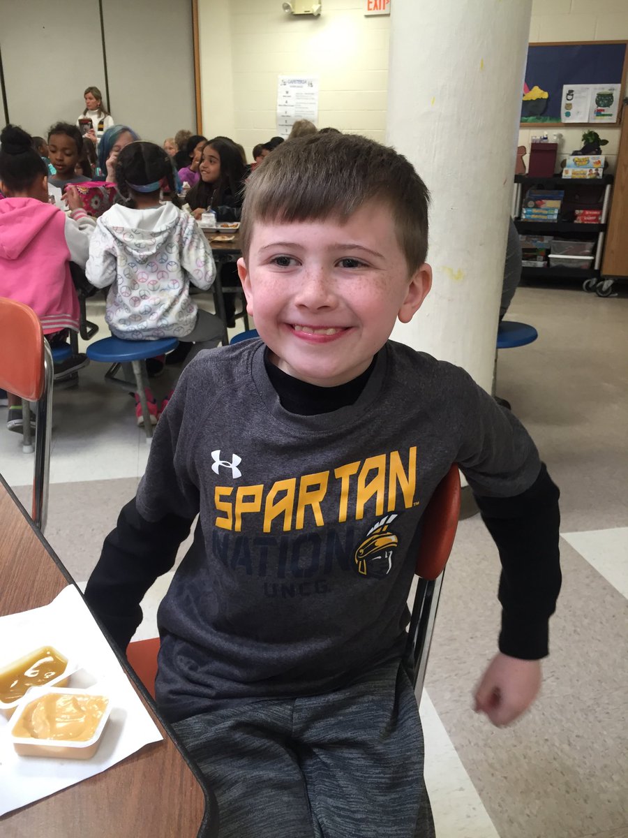 sawilli3's tweet image. My grandson Mason showing his Spartan Pride on wear your favorite team shirt to school day!
