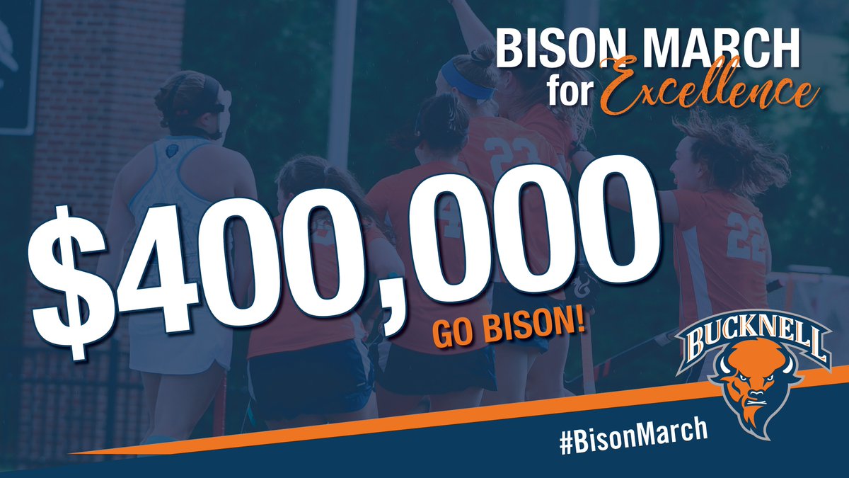 Major update - We're in OVERTIME! We have surpassed $400,000 through the #BisonMarch for Excellence! Help keep our momentum going by making your gift at bucknell.edu/script/Gifts/?…! Our student-athletes are depending on you!