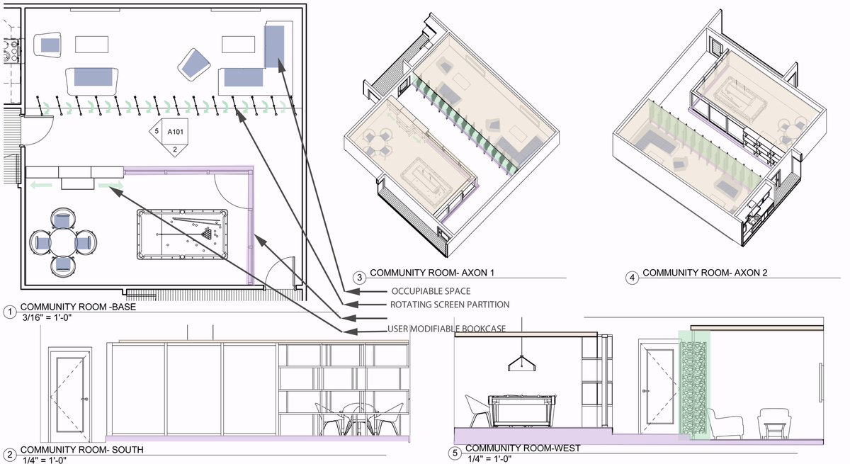 Navigating user interactions in a communal space. Need ideas of how to introduce varying degrees of openness or translucency into it. #architecturethesis