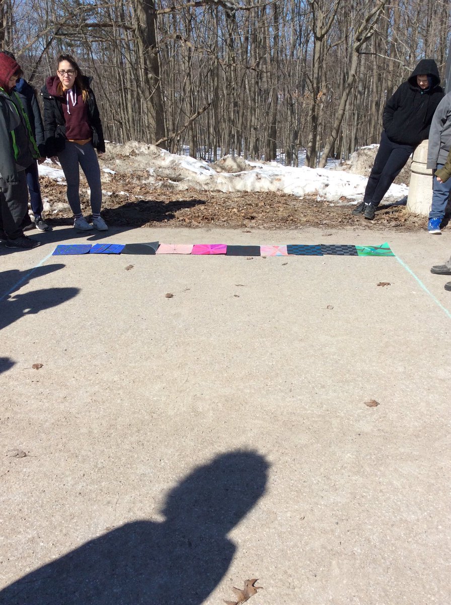 JamesKeatingES's tweet photo. Mrs.Latour's class taking math outside to help VISUALIZE real life measurements.....including homemade tiles to help SEE the math. https://t.co/HUZzWVww51
