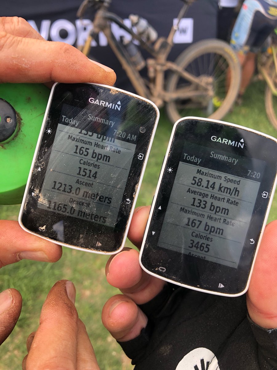 janbraai's tweet photo. A summary of @CapeEpic @DiDataMEA stage 3 courtesy of our @GarminSA devices. @dougryd burned 1500 calories and thus needs 600g of steak and 3 beers. As he killed me I burned a whopping 3500 calories so need 1kg of steak and 6 beers! #ToughTeamsDo https://t.co/kpsEx9hPAd