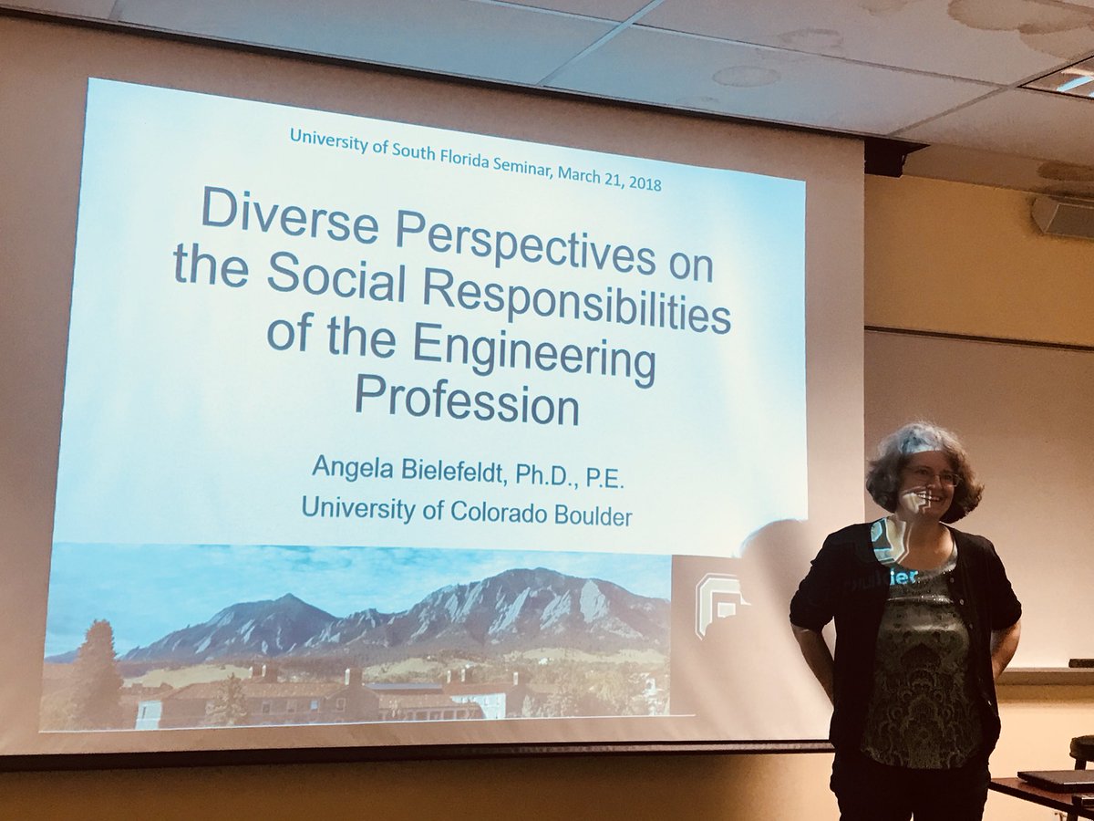 matrotz's tweet photo. #angelabielefeldt speaks on social responsibility of the engineering profession @EngineeringUSF #ceeusf @USF_Reclaim https://t.co/QRXSNLzAcH