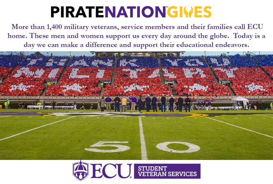 A little help can mean a lot to our student veterans bit.ly/2G3Bw5Z #piratenationgives <a href="/InnerPirate/">soni</a> Inner Pirate <a href="/EastCarolina/">ECU</a> East Carolina University