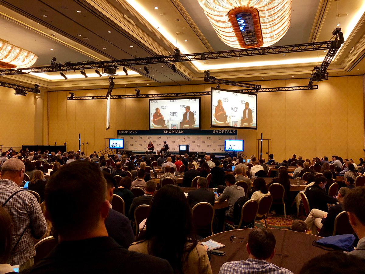 Just can't get enough! It's a packed house at #Shoptalk18 Future of Grocery and @KR_DianaS is moderating an insightful conversation with <a href="/YaelCosset/">Yael Cosset</a> #Kroger and Amin Maredia #sprouts. #thefutureofretail #meaningfrommotion