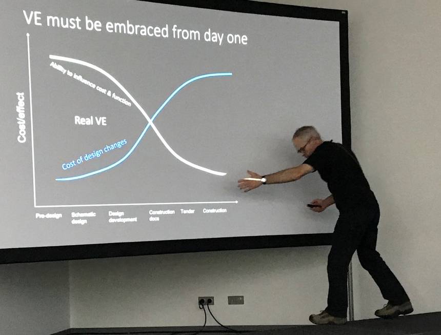 Nick Grant explaining Value Engineering &copy;Llyod Alter