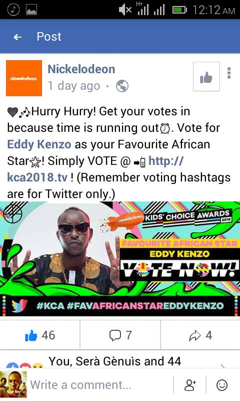 ChrisKellyfash2's tweet photo. @MTVBaseAfrica @NickAfrica #KCA #FavAfricanStarEddyKenzo https://t.co/2qLm7wWHMS