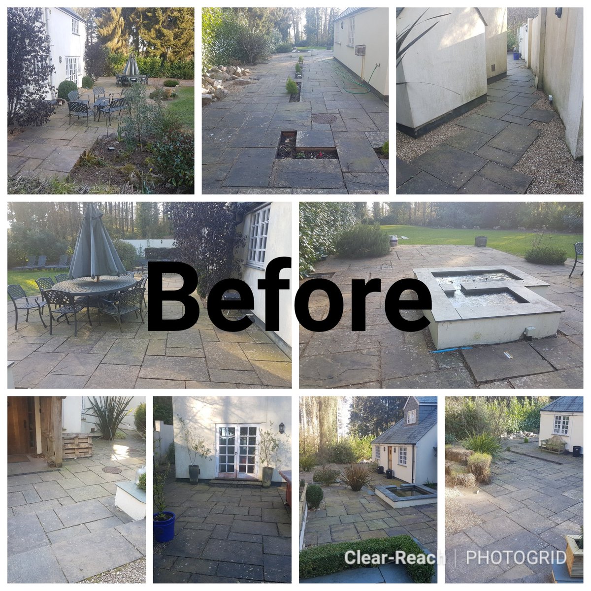 Clear_Reach's tweet image. Before and after pics of #patioclean we did today. 
Started with a #softwash to remove/ kill most of moss and lichen then finished off with a #pressurewash to leave looking like new