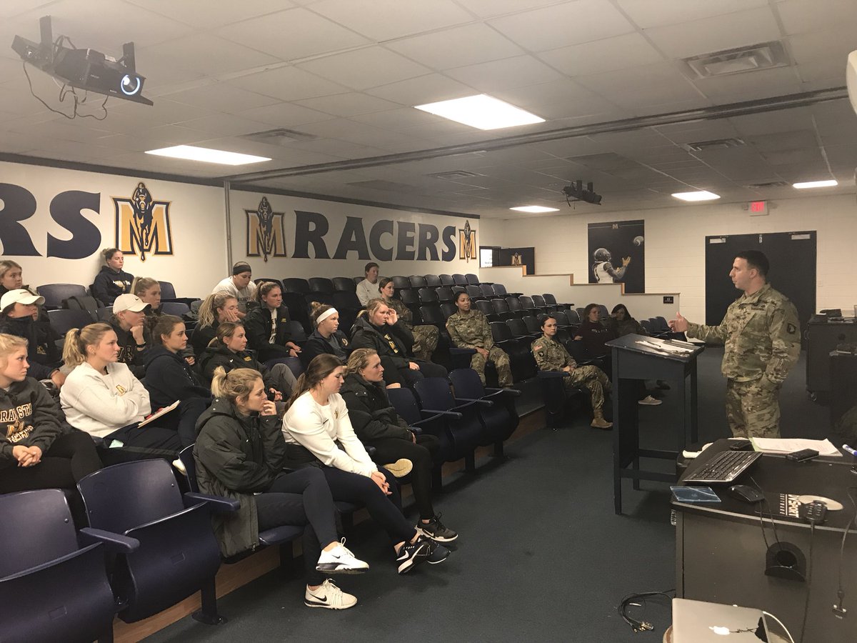 101CAB's tweet photo. Destiny 6 speaking with the @RacersSoftball team about adversity. #OutThink #OutWill #OutFight https://t.co/i1UeMABICb