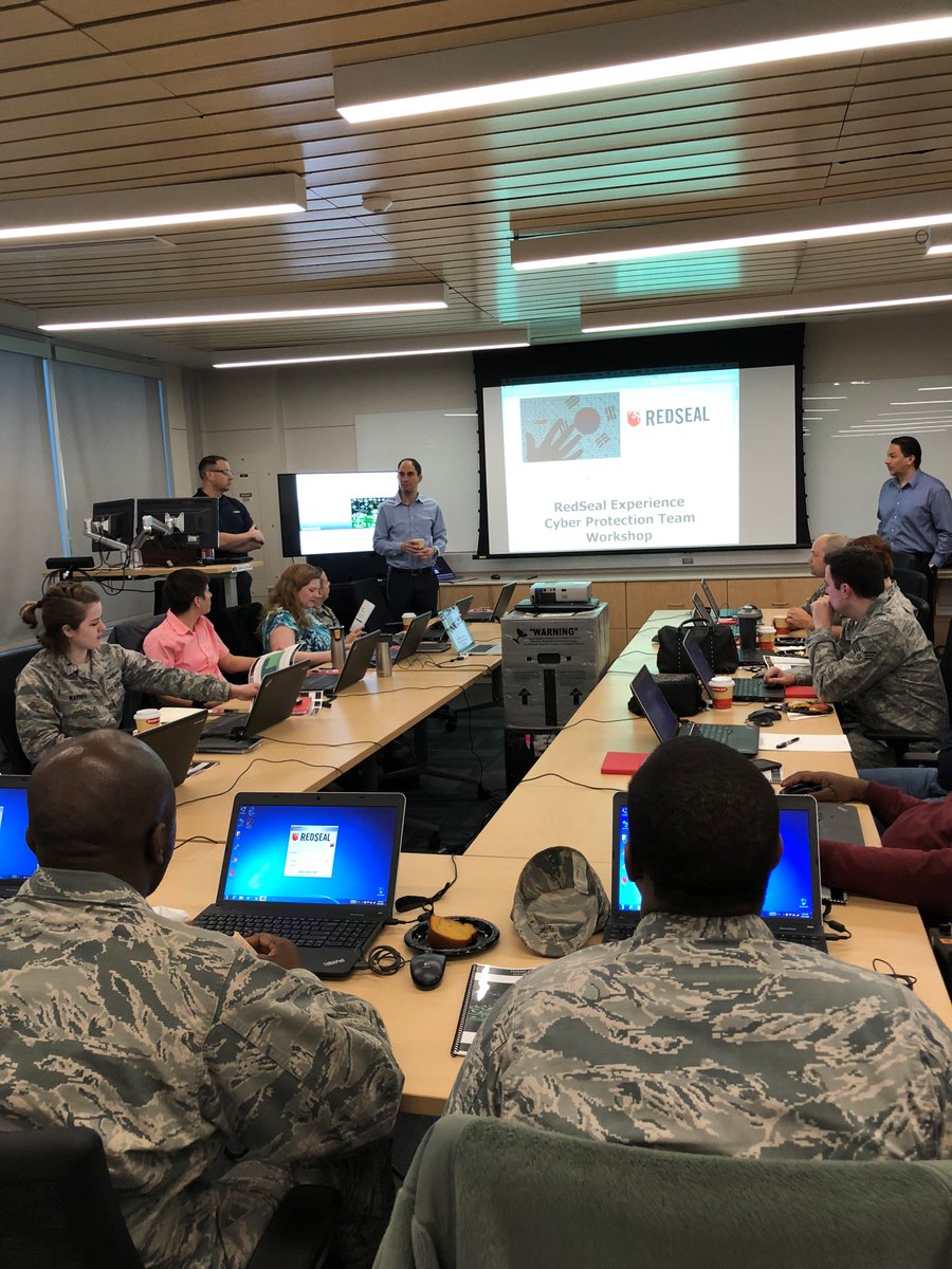 RedSeal_co's tweet photo. @RedSeal_co Federal CTO Wayne Lloyd kicking off our first Cyber Protection Experience Workshop where our @usairforce participants engage in a real life CPT Simulation #RedSealCPTExperience #cyberprotectionteams #cybersecurity https://t.co/1Jpy3ISagq