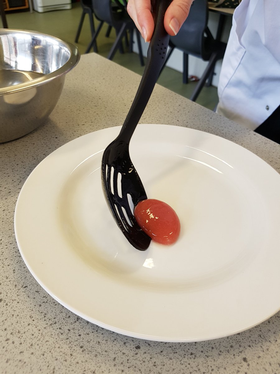 UckColl_Tech's tweet photo. Yr 13's took part in a reverse spherification practical yesterday.  We made strawberry puree spheres #lovelearning #Heston #inspiringthenextgeneration https://t.co/7Rxau6tLwV