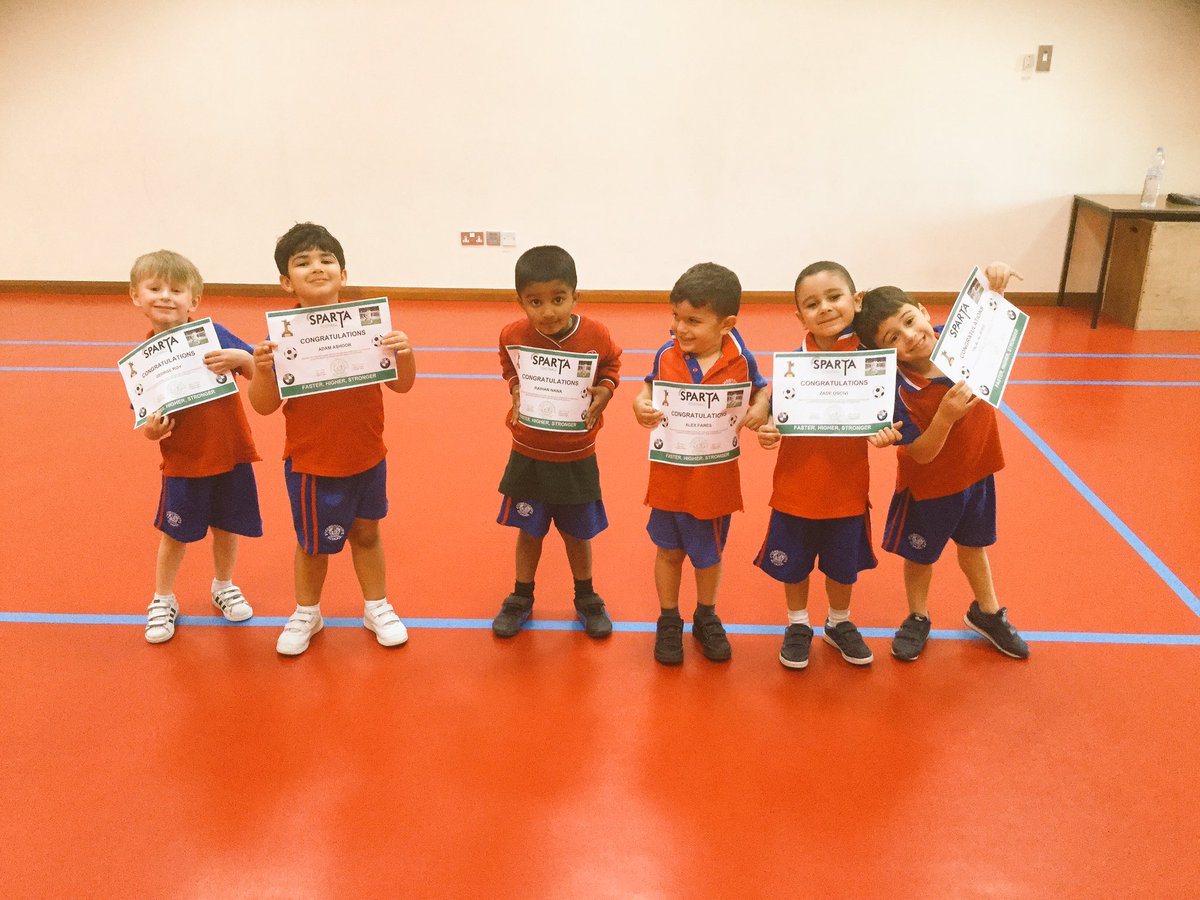 SPARTA_bh's tweet photo. Some happy faces in our Reception Football group today! Every single player given a certificate for their efforts and attitude throughout the term! #SPARTA #footballinbahrain 😄⚽️👏 @stchrisbahrain https://t.co/wKF3t7smZc