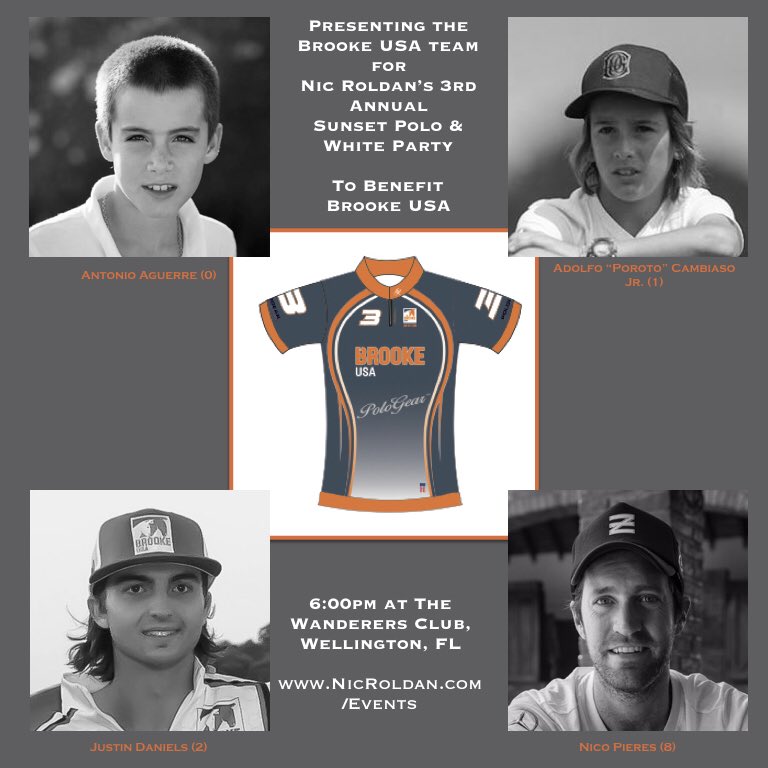 NicRoldan's tweet photo. Presenting the @BrookeUSAorg team line up for @NicRoldan's 3rd Annual #SunsetPolo & White Party
Antonio Aguerre
Poroto Cambiaso
Justin Eckbo Daniels
@NicoPieres https://t.co/RSsHo5RbVS
