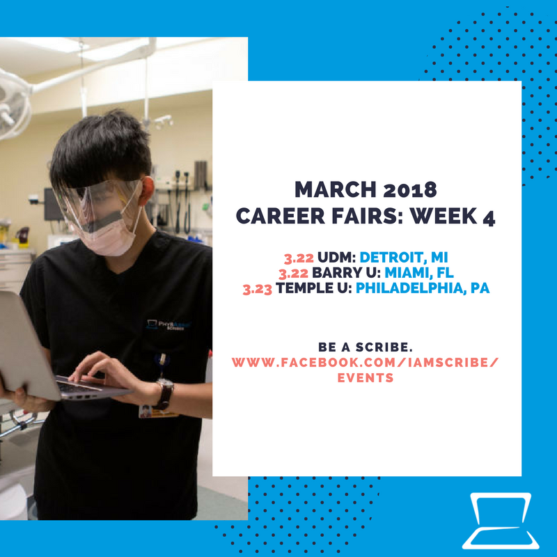 Phys_Recruiting's tweet photo. Here are the rest of our Career Fair locations for this week!
For more info on becoming a Medical Scribe and our events visit: https://t.co/E2o30eVFUH

Share our events with your friends in a health career major! See you there https://t.co/Pt1OSgdIk1