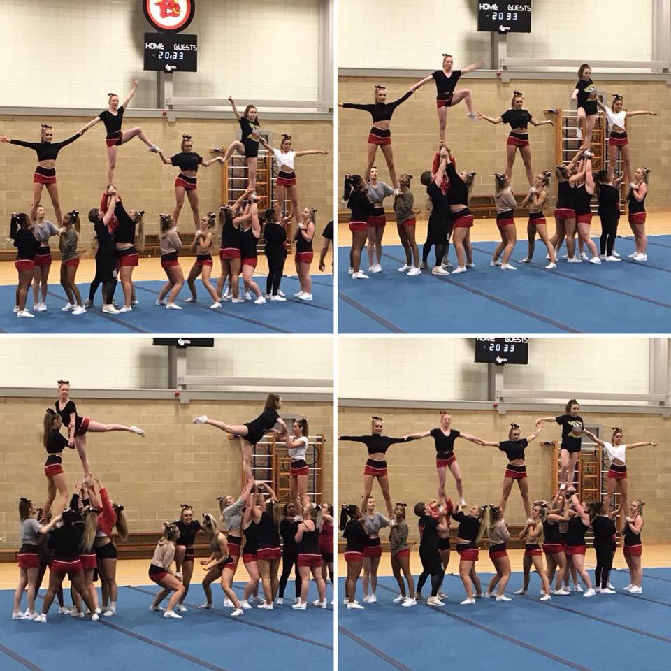 uobcheer's tweet photo. A few pictures from our showcase last night, which went brilliantly! Let’s bring that energy to comp on Saturday for @LegacyCheerUK. Let’s go Bulls 🙌🏻💪🏻🔴⚫️🎀 https://t.co/RtnLLyQQRE