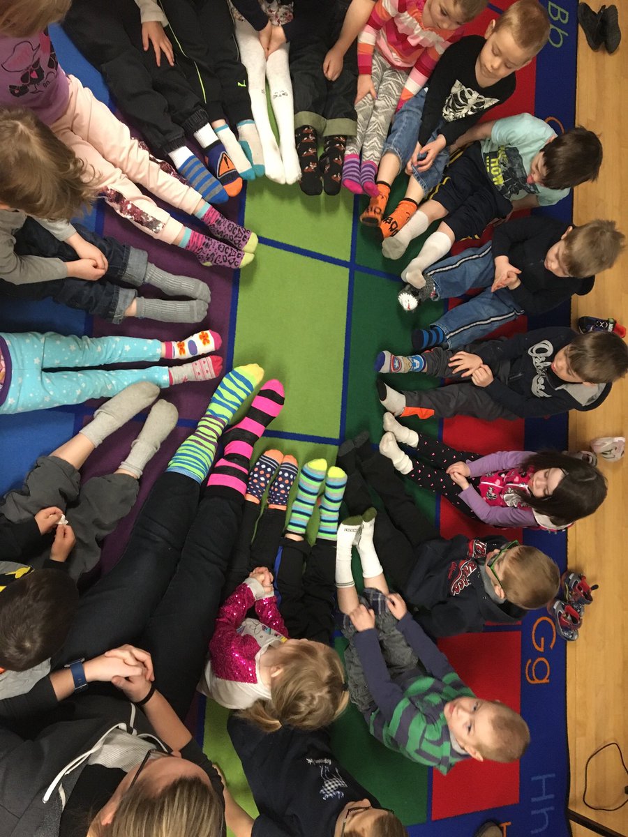 MsHeydon17's tweet photo. Rocking our crazy socks in Kindergarten for #worlddownsyndromeday2018. #LotsOfSocks @djpitre13 @SPPDurham https://t.co/XzKrEogNMt