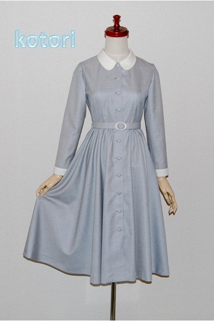 コトリ 春のワンピース ライトグレー 千鳥格子 クレリックカラー ミンネhttps T Co Qcoirq3yee クリーマhttps T Co N6kb0juh67 Creema クリーマ ミンネ Minne レトロワンピース レトロコーデ グレー 襟付きワンピース 春 千鳥格子