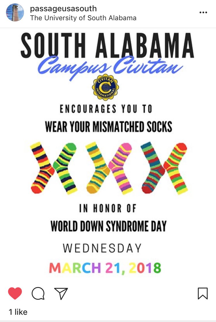 Hope you wore your favorite mismatched socks today for World Down syndrome Day! #WeAreSouth #JagNation #WorldDownSyndromeDay